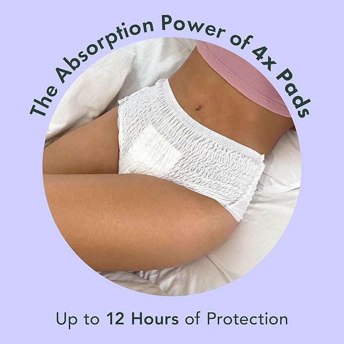 Rael Disposable Underwear for Women, Organic Cotton Cover - Postpartum Essentials, Leak Locker, Unscented, Maximum Coverage (Size L-XL, 20 Count)