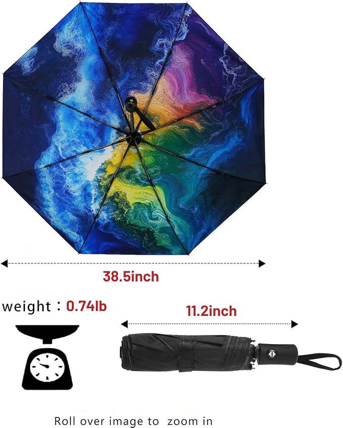 SY COMPACT Travel Umbrella - Windproof Automatic Compact Umbrella for Rain, Lightest 8-Rib, Small, Strong & Portable, Durable Grip, Fits Backpack & Car, Factory Direct (UV Available)
