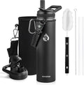 RAYMYLO Insulated Water Bottle 24 oz, Triple Wall Vacuum Stainless Steel (Cold for 24Hrs, Hot for 12Hrs), Leak Proof & Non-BPA, Modern Water Flask Jug with Paracord Handle & Straw Spout Lids
