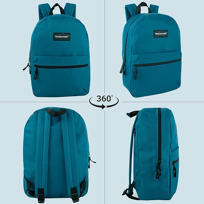 Trail maker Classic 17 inch Backpacks with Adjustable Padded Straps | School Backpacks for Girls, Boys (Blue)