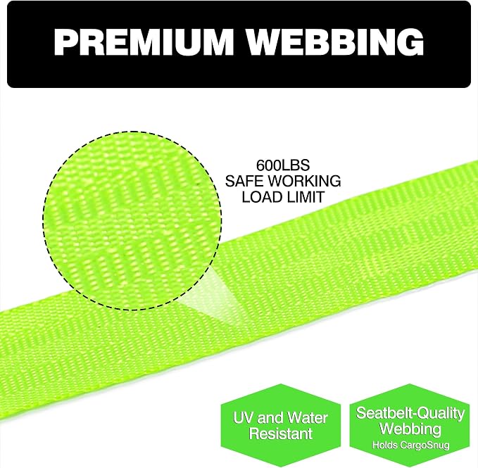 Retractable Ratchet Straps 1" x 13Ft, Heavy Duty Self Retracting Tie Down Straps, 1800lb Break Strength Auto Retract Cargo Straps for Truck, Trailer, Motorcycle, ATV, UTV, (Fluorescent Green, 4 Pack)