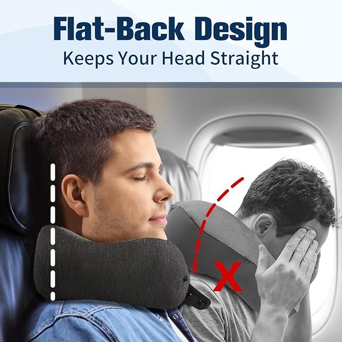 Cirorld Neck Pillow for Traveling, Travel Pillows for Airplanes,100% Pure Memory Foam Travel Neck Pillow, Adjustable Flight Pillow, Portable Plane Accessories with Eye Mask, Earplugs, Carry Bag