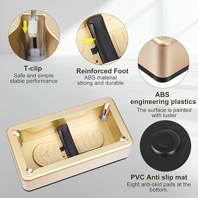Automatic Shoe Cover Machine with 200 Disposable Shoe Covers Auto Shoe Covers Dispenser for indoors Use Disposable Non-slip Waterproof Shoe Covers for Home, Offices, Factories (Gold)