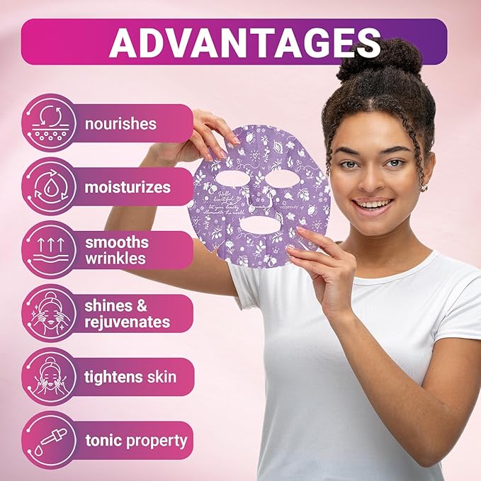 VIABEAUTY 12 Pack of Sheet Face Masks Skincare - Collagen Face Mask Sheets with Hyaluronic Acid, Vitamin C, Snail Mucin - Facial Sheet Mask for Hydrating, Rejuvenating, Moisturizing