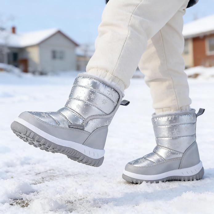 CIOR Winter Snow Boots for Boy and Girl Outdoor Waterproof with Fur Lined(Toddler/Little Kids)