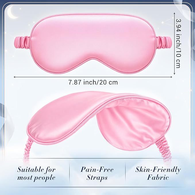 Cuffbow 36 Pcs Silk Sleep Eye Masks Bulk Satin Eye Cover Blindfold Eyeshade with Adjustable Elastic Strap for Women Men Sleeping Travel Wedding Gift(Pink)