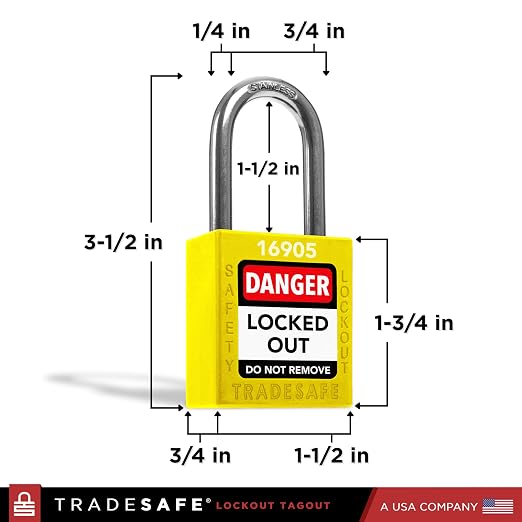 TRADESAFE Lockout Tagout Locks Set - 7 Yellow Loto Locks, Lockout Locks Keyed Different, 2 Keys Per Lock, OSHA Compliant Lock Out Tag Out Padlocks, Safety Padlocks for Electrical Lockout Tag Out Kits