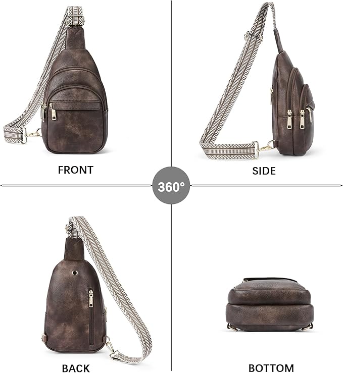 BOSTANTEN Sling Bag for Women Leather Crossbody Bags Fanny Pack Chest Bag for Travel