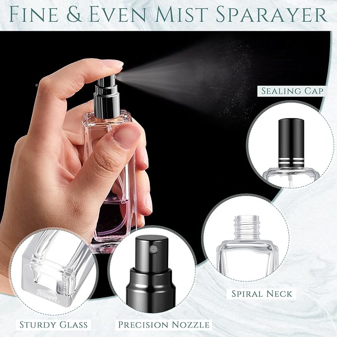 Domensi 30 Pcs 10/15/20/30 ml Perfume Travel Refillable Glass Bottles Spray Bottle Perfume Atomizer for Cologne Dispenser Leak-proof Fragrance Bottles Atomizer Pump Kit (30 ml,Black)