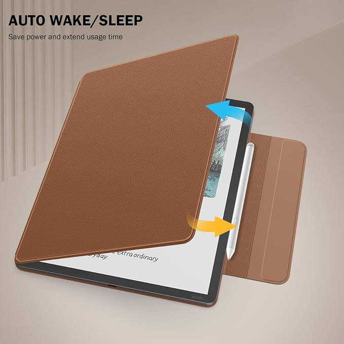MoKo Magnetic Case for All-New 11" Kindle Scribe 2025(3rd Generation) & Kindle Scribe Colorsoft 2025(1st Generation) - Slim Folio Premium PU Leather Cover with Pen Clasp & Auto Sleep Wake, Brown