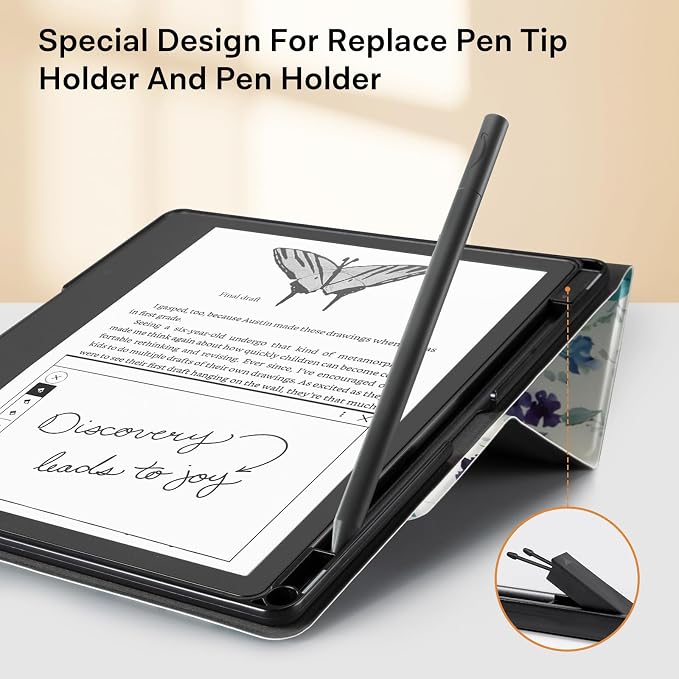 CoBak Stand Case for Kindle Scribe - Premium Folio Leather Cover with Pen Holder, Auto Sleep/Wake - Compatible with 10.2 Inch Kindle Scribe (2022/2024 Release)
