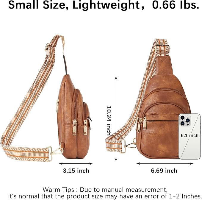 BOSTANTEN Sling Bag for Women Leather Crossbody Bags Fanny Pack Chest Bag for Travel