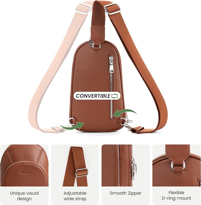 befen Genuine Leather Sling Bag for Women Anti Theft Crossbody Chest Bags Leather Fanny Packs for Travel with RFID Card Slots