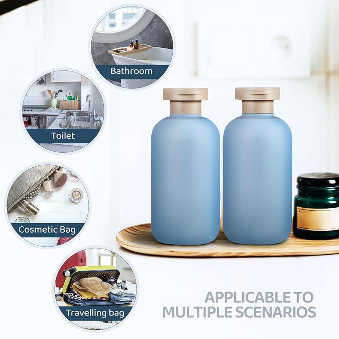 Healeved Travel Bottles 4-Pack 6.7Oz Refillable Silicone Squeeze Containers for Shampoo Conditioner Lotion Leak-Proof Flip Caps Ideal for Travel Camping Business