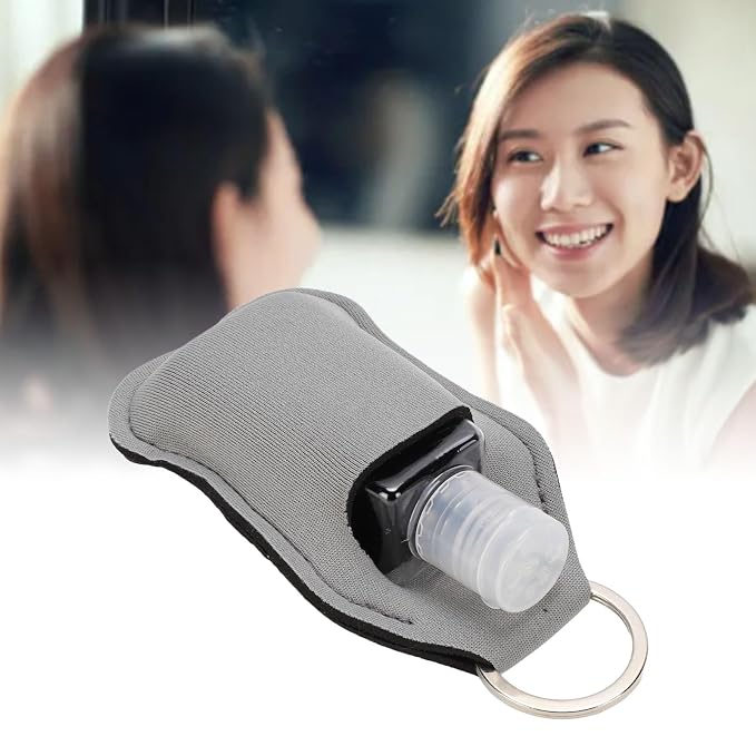 Semme 50pcs Travel Bottles Keychain Holders Set 30ml Small Squeeze Bottles with Keychain Portable Refillable Leakproof for Hand Sanitizer Lotion Toiletries Travel Camping (Grey)