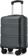 Kono 15'' Underseat Carry On Luggage Airline Approved, Anti-Scratch PC+ABS Hardshell Carry on Suitcase with Smooth Spinner Wheel, Lightweight Overnight Carry on for Short Travel, Grey