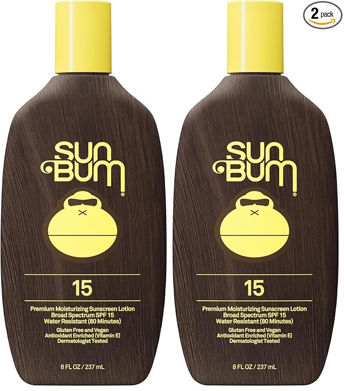 Sun Bum Sunscreen Lotion, SPF 15, Broad Spectrum | Vegan Formula | Hawaii Compliant | With Vitamin E | 8 oz Pack of 2