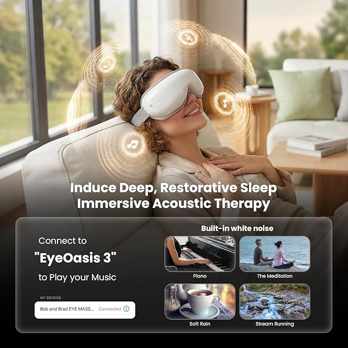 BOB AND BRAD Eye Massager with Heat and Cooling, FSA-HSA Eligible, EyeOasis 3 Heated Eye Massager Mask for Dry Eyes, Migraines, Headaches Relief, Reduce Strain, Improve Sleeping, Birthday Gift for Her