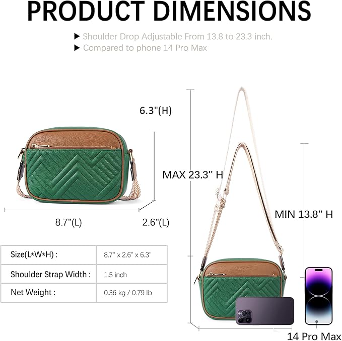 BOSTANTEN Quilted Crossbody Bags for Women Vegan Leather Purses Shoulder Handbags with Wide Strap
