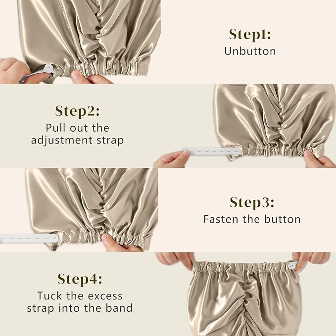 ZIMASILK 22 Momme Adjustable 100% Mulberry Silk Bonnet for Sleeping Women, Silk Hair Wrap for Hair Protection, that Reduces Falling Off (1Pc, Taupe)