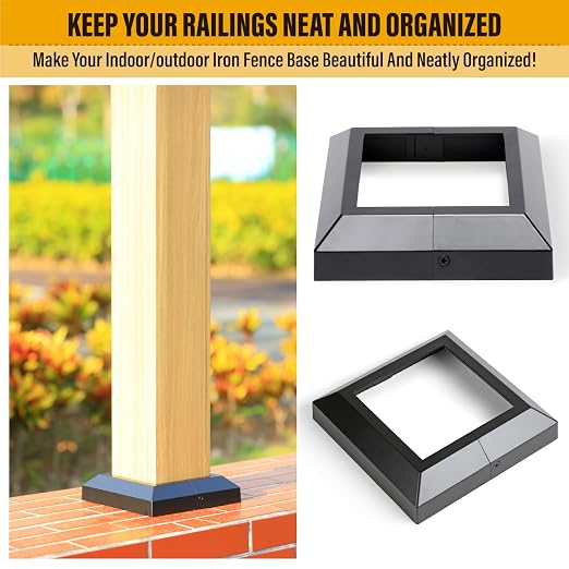 Post Base Cover, Split Type Skirt for Indoor/Outdoor Iron Deck Railing Decorative Covers (1, Post-5.5" Base-8.8")