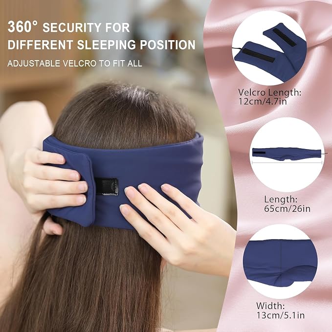 LC-dolida Sleep Mask with Bluetooth Headphones, Ice Silk Sleep Headphones with Bluetooth 5.4, Total Blackout Eye Mask for Sleeping, Sleep Soft Mask for Women Men, All Night Sleep, Travel(Navy)