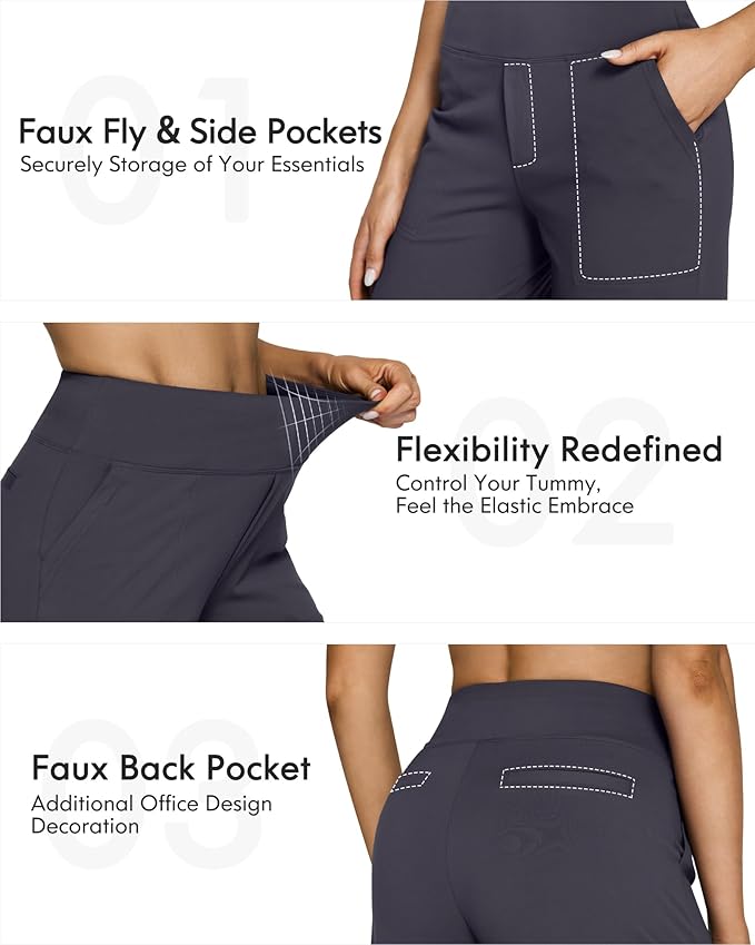 G4Free EverGoing Yoga Pants Women Wide Leg Pants with Pockets High Waist Stretch Dress Casual Sweatpants Petite/Regular/Tall