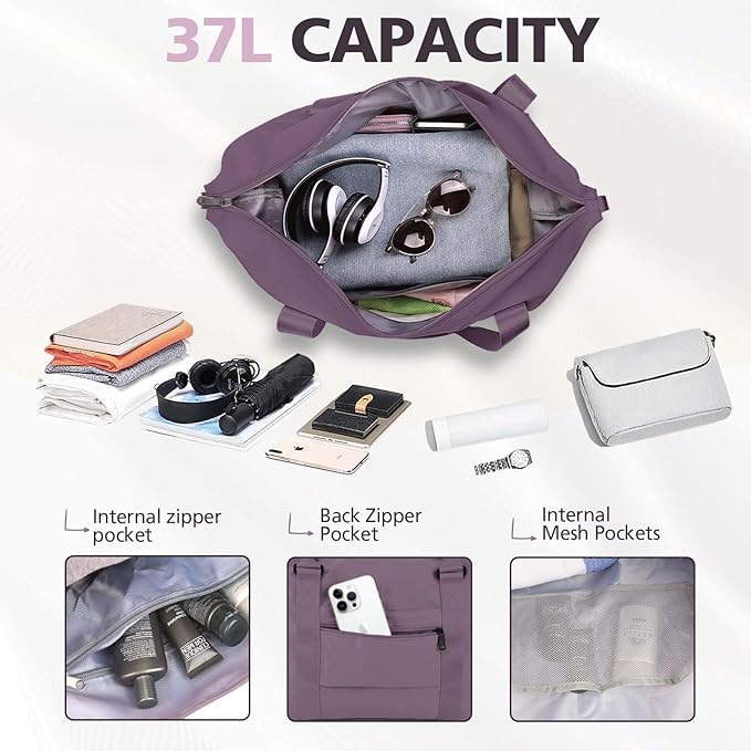 Travel Duffle Bag, Waterproof Weekender Bag Carry On Tote Bags for Women, Travel Essentials Sport Gym Bag for Men, Hospital Bag for Labor and Delivery, Overnight Bag Luggage Bag with Trolley Sleeve