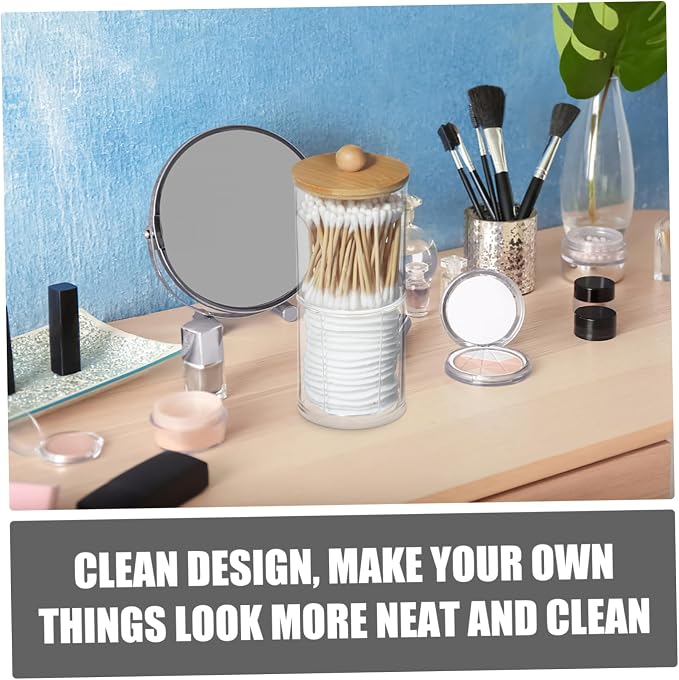 4pcs Cotton Pad Organizer Stackable Design Portable Round Storage Jar for Makeup Cotton Pads and Stylish Bathroom and Vanity Decor for Efficient Organization