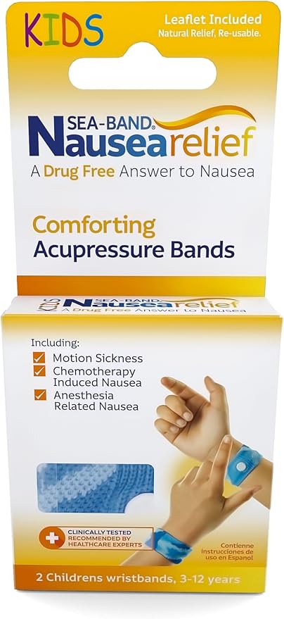 Sea-Band Anti-Nausea Acupressure Wristband for Motion & Morning Sickness, Child, 1 Pair Blue