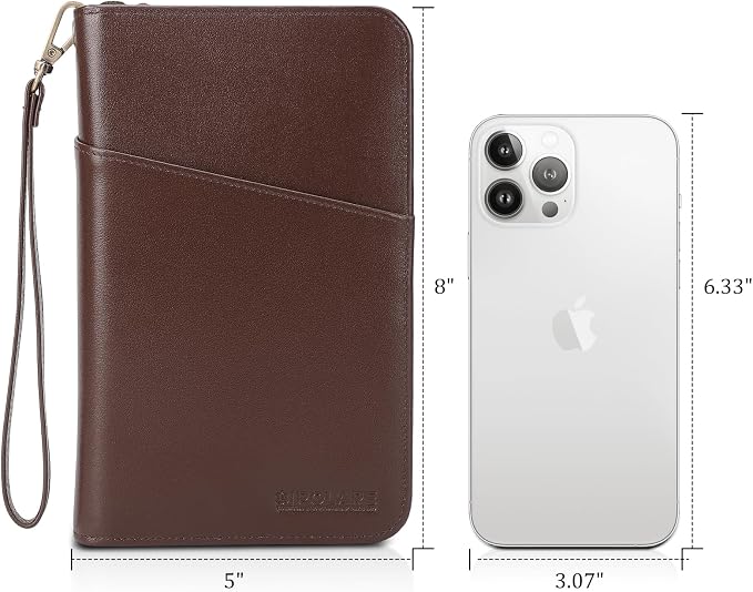 Polare Full Grain Leather Passport Holder Cover Case for Men and Women RFID Blocking Family Travel Wallet Holds 6 Passports