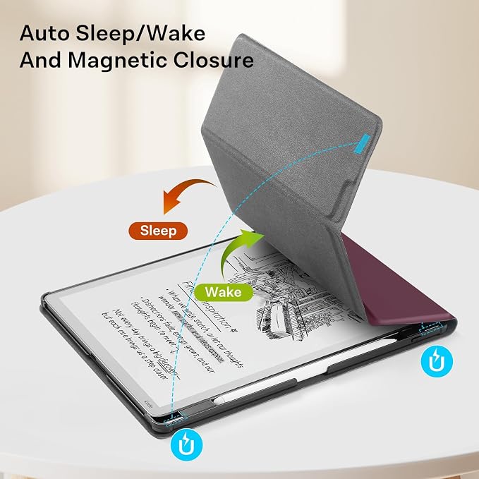 CoBak Case for 11" Kindle Scribe 3rd Generation 2025, Kindle Scribe Colorsoft with Two Viewing Angles - All New PU Leather Cover with Auto Sleep Wake, Pen Holder. Fig