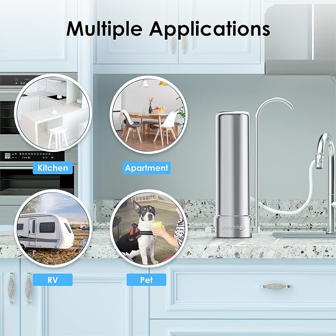 Waterdrop CFF-01 Water Filter Replacement for Waterdrop WD-CTF-01/CTF-02, NSF/ANSI 42&372 Certified, 5-stage Water Filter, Reduces Heavy Metals, Bad Taste and Up to 99% of Chlorine, 2 Pack