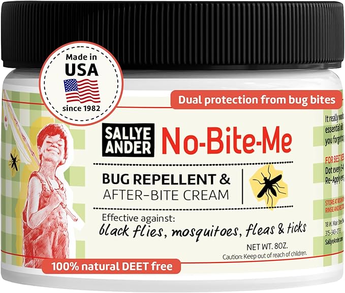 SALLYEANDER No Bite Me Natural Bug & Insect Repellent Lotion - DEET-Free Anti-Itch Cream - Safe for Kids, Infants & Adults - Repels Mosquitoes, Black Flies, and Fleas - Made in USA, 8oz