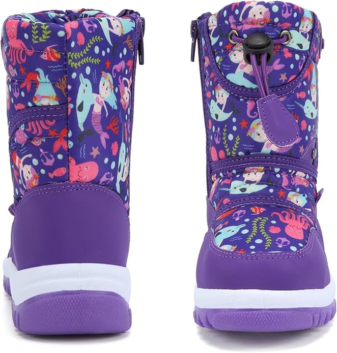CIOR Winter Snow Boots for Boy and Girl Outdoor Waterproof with Fur Lined(Toddler/Little Kids)