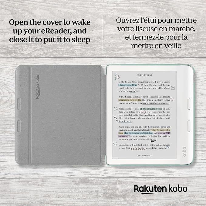 Kobo Libra Colour SleepCover Case | Garden Green Basic | Sleep/Wake Technology | Built-in 2-Way Stand | Vegan Leather | Compatible with 7” Kobo Libra Colour eReader