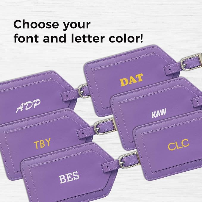 Personalized Monogrammed Leather Luggage Tags - 3 Pack