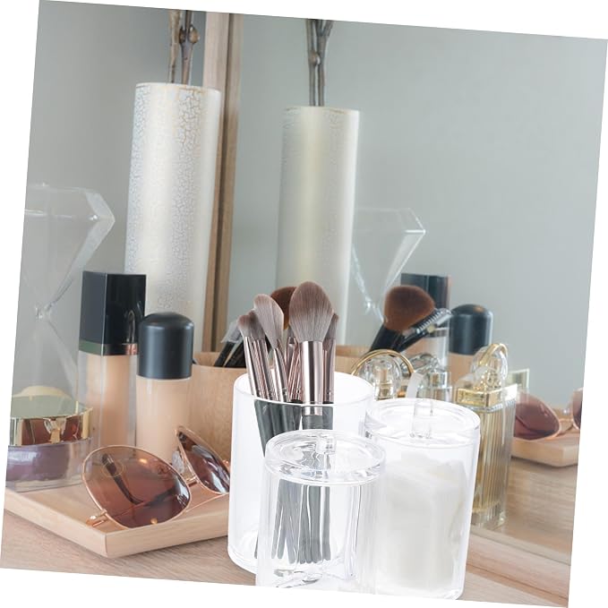 GLEAVI Box Transparent Cotton Swab Box Multi Compartment Makeup Organizer for Home Hotel Dustproof Storage Container for Cotton Balls Makeup Remover Pads and More