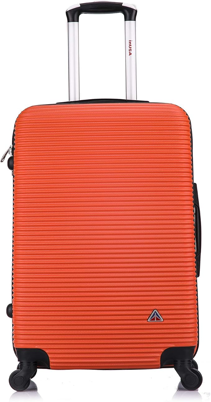 InUSA ROYAL Hardside Spinner Luggage with Ergonomic Handles | Spacious Travel Suitcase with Four Spinner Wheels and Studs | 24 Inch Medium Hardside Spinner Luggage | Orange