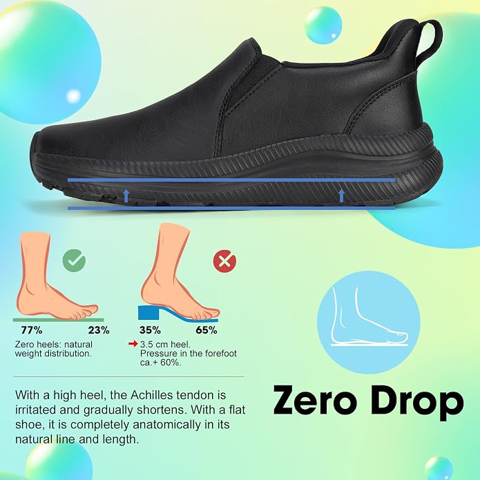 ZOVE Wide Toe Box Shoes Women Wide Width Waterproof Leather Hands Free Nursing Sneakers Ultra Light Extra Wide Walking Sneakers Non-Slip Chef Diabetes Nurse Work Shoes
