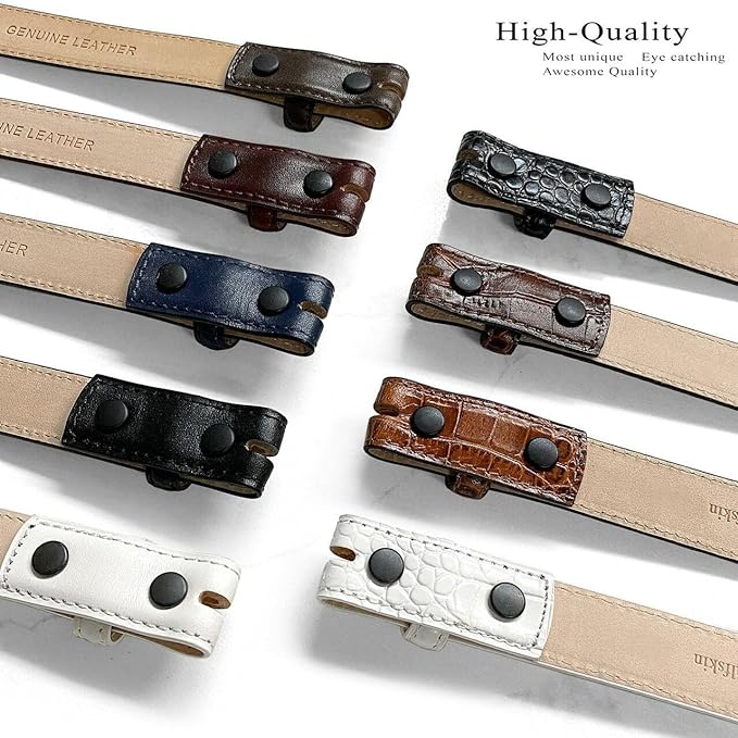 Genuine Full-Grain Cowhide Leather Dress Belt Solid Brass Gold Buckle 1-3/8'' or 1" Wide