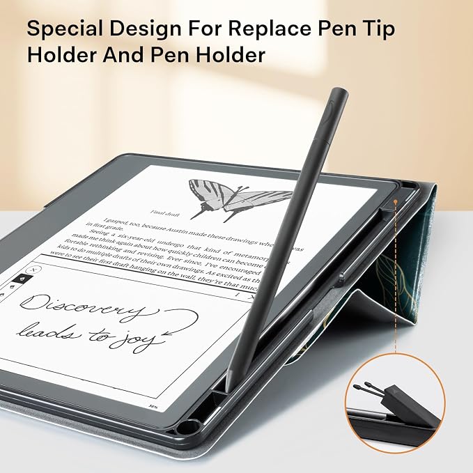 CoBak Stand Case for Kindle Scribe - Premium Folio Leather Cover with Pen Holder, Auto Sleep/Wake - Compatible with 10.2 Inch Kindle Scribe (2022/2024 Release)