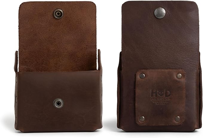 Hide & Drink, Thick Leather Riveted Horizontal Waist Wallet, Holds Up to 12 Cards Plus Folded Bills Coin Holder Organizer, Handmade, Bourbon Brown