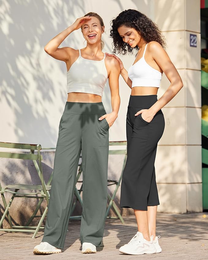 G4Free EverGoing Yoga Pants Women Wide Leg Pants with Pockets High Waist Stretch Dress Casual Sweatpants Petite/Regular/Tall