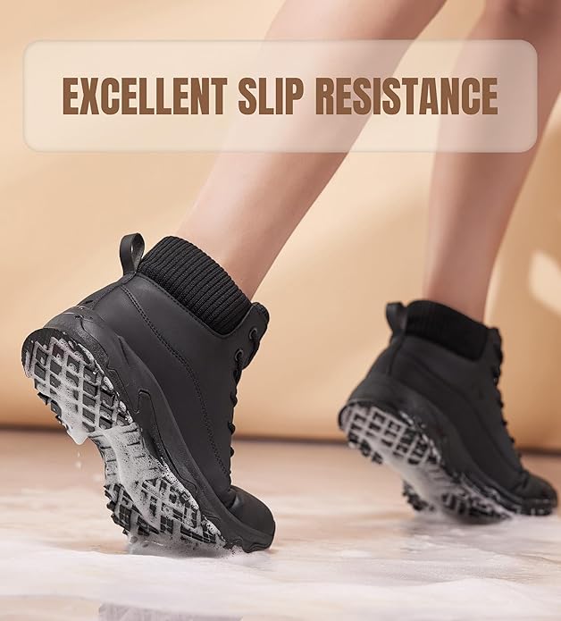 SHULOOK Non Slip Work Boots for Women Slip-Resistant Shoes Waterproof Food Service Chef Kitchen Restaurant Working Casual Comfortable Ankle Boot Outdoor Walking Booties Sneakers