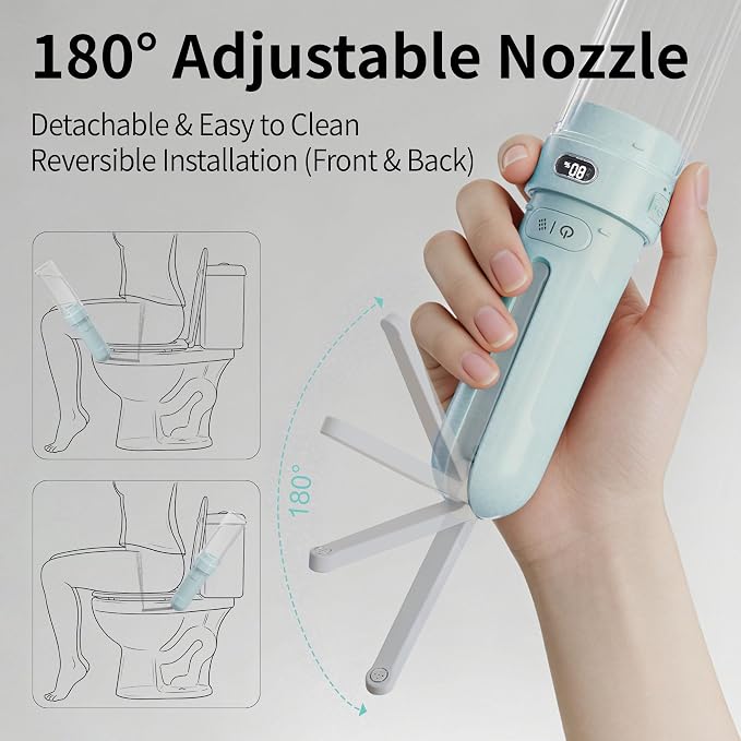 Portable Bidet for Travel, Personal Hygiene Sprayer Bottle for Women Men, Mobile Bidet Portable for Toilet,Electric Handheld High-Pressure Foldable USB-C Battery-Powered (Blue)