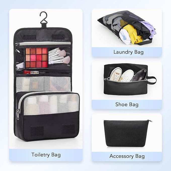 8 Set Compression Packing Cubes for Travel Essentials,Compressible Expandable Packing Cubes for Suitcase,OlarHike Luggage Garment Bags for Travel,Handy Helper for Organizing Clothes(Black)
