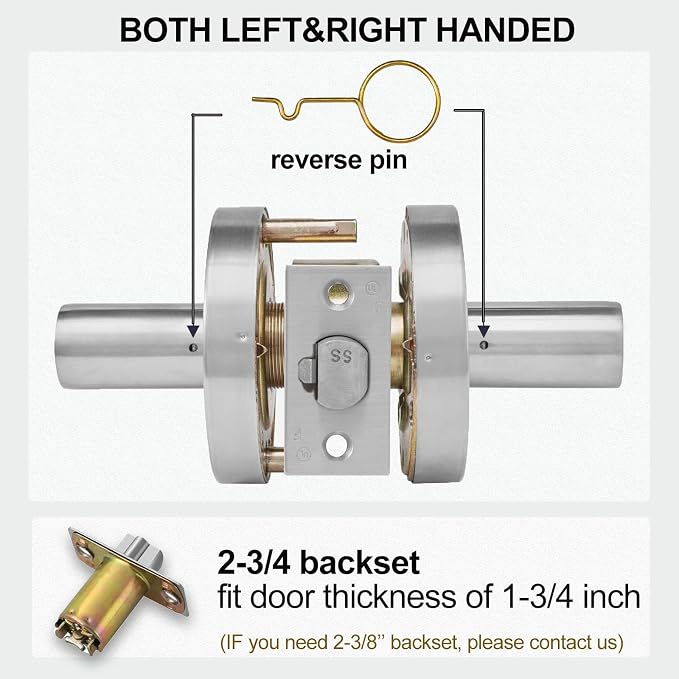 Keyed Entry Grade 2 Commercial Door Locks Heavy Duty Office Door Lever, Non-Handed, UL 3 Hour Fire Rated, ADA Compliant, Satin Chrome Finish 26D, 2-3/4''Backset X-XG-ET-70