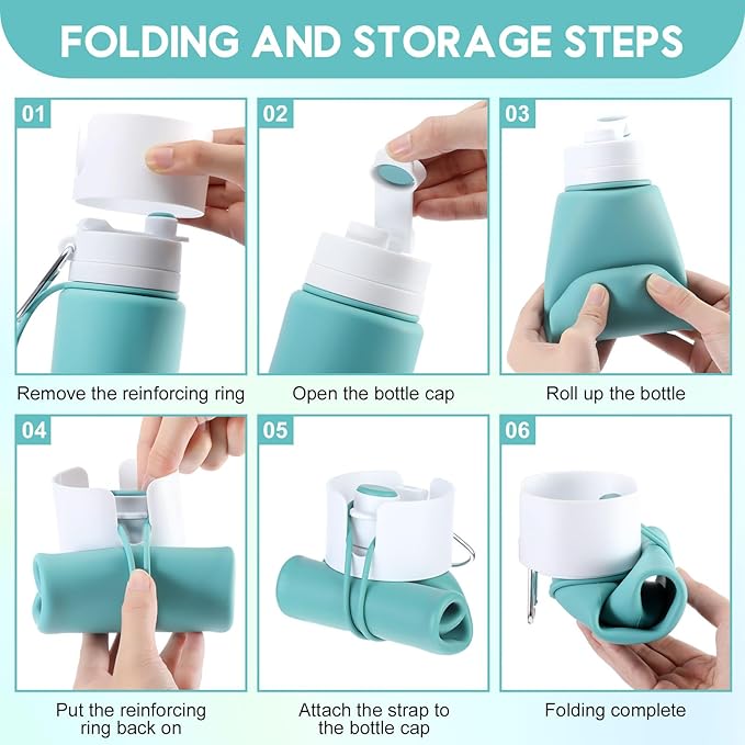 LemonRoad 4 Pcs 26 oz Silicone Collapsible Water Bottle, Portable Foldable Water Bottle Leakproof with Carabiner Reuseable Lightweight for Travel Sports Hiking Camping Cycling Office (Multicolor)