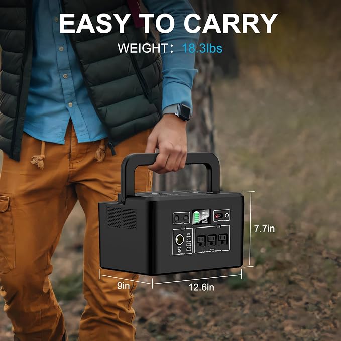 powkey Portable Power Station 800W with 3 AC Outlets, 740Wh Solar Powered Generator(Solar Panel Optional), Emergency Backup Lithium-ion Battery for Outdoors Travel RV Trip Camping CPAP Machine
